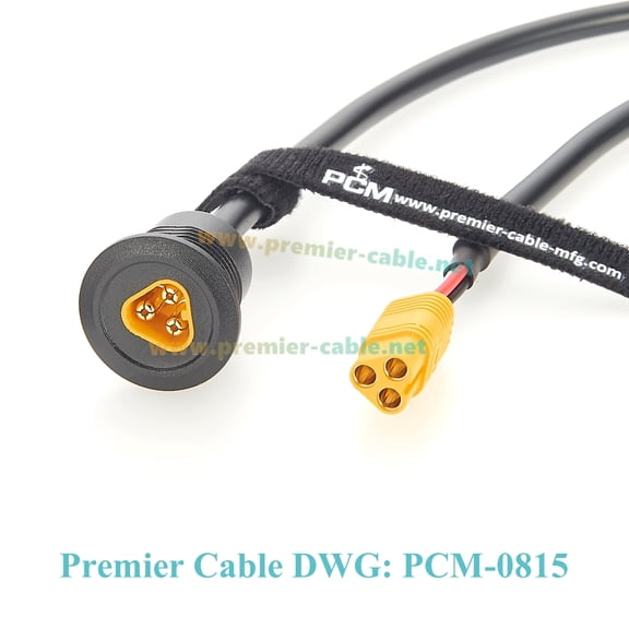 Amass MT60 Male to Female Extension Cable Flush Panel Mount XT60 3Pin Bullet Power Drone Connector for Duct Fan Brushless Motor