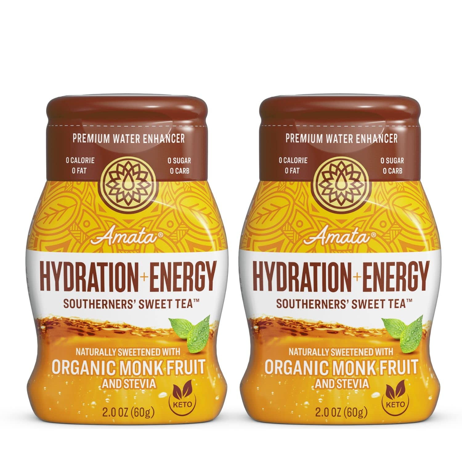 Amata Organic Monk Fruit Sweetened Water Enhancer Sweet Tea Hydration & Energy 2pack