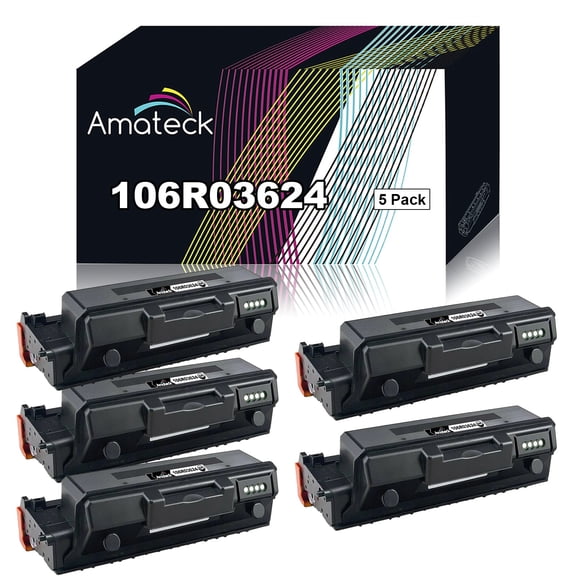 Amateck Compatible Extra High Yield Toner Cartridge Replacement for 106R03624 Black 5 Pack for Phaser 3330, Phaser 3330 DNI, WorkCentre 3335, WorkCentre 3335 DNI, WorkCentre 3345, WorkCentre 3345 DNI