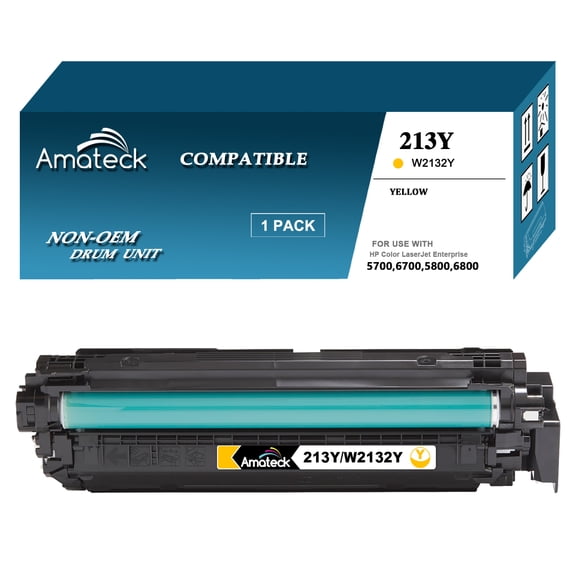 Amateck Compatible Extra High Yield Toner Cartridge Replacement for HP 213Y (W2132Y) Yellow 1 Pack for Color LaserJet Enterprise 5700dn, 6700dn, 6701dn, 5800zf, 6800zf, 5800dn, 5800f, 6800dn