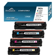 Amateck Compatible HP 4 Pack CF500A CF501A CF502A CF503A HP 202A Toner Cartridge Black Cyan Magenta Yellow for Color Pro M254dw, MFP M281cdw, MFP M281fdw Printers.