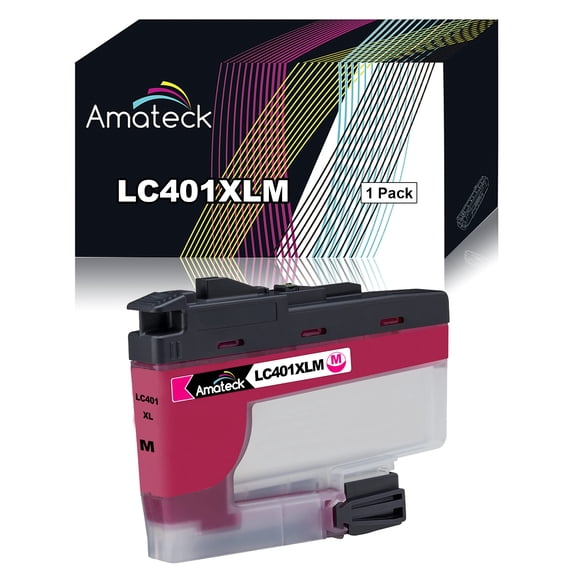 Amateck Compatible High Yield Ink Cartridge Replacement for Brother LC401XLM Magenta 1 Pack for MFC-J1010DW, MFC-J1012DW, MFC-J1170DW, MFC-J1800DW
