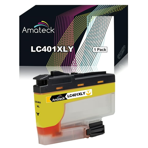Amateck Compatible High Yield Ink Cartridge Replacement for Brother LC401XLY Yellow 1 Pack for MFC-J1010DW, MFC-J1012DW, MFC-J1170DW, MFC-J1800DW