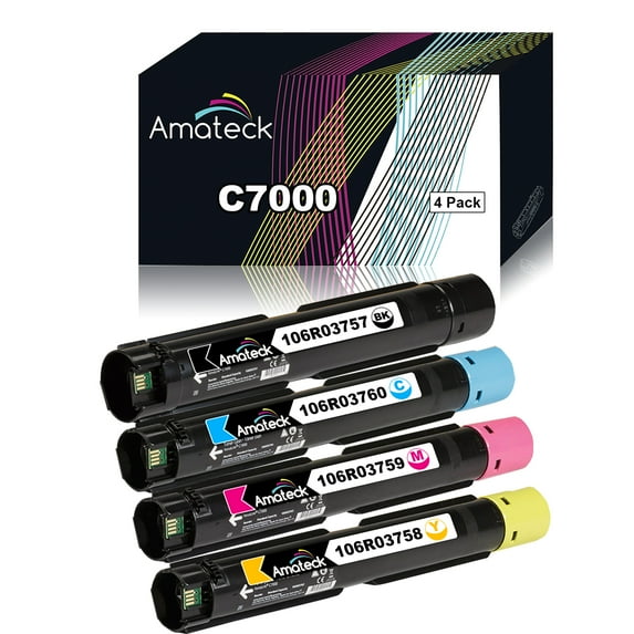 Amateck Compatible High Yield Toner Cartridge Replacement for Xerox 106R03757 106R03758 106R03759 106R03760 4 Pack for VersaLink C7000, VersaLink C7000DN, VersaLink C7000N