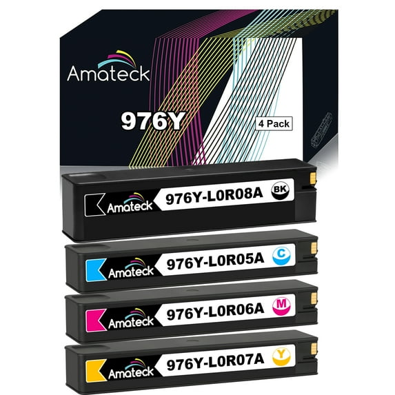 Amateck Compatible Ink Cartridge Replacement for 976Y L0R08A L0R05A L0R06A L0R07A 4 Pack for PageWide Pro 552dw, PageWide Managed MFP P57750dw, P55250dw, 577dw, 577z