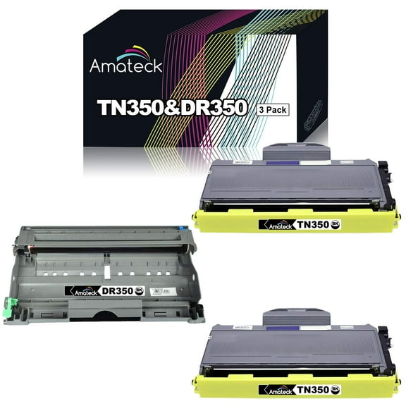 Amateck Compatible Replacement for Brother TN350 DR350 (2 Toner+1 Drum) 3 Pack for MFC-7220, 7225N, 7420, 7820N, HL-2030, 2030R, 2040R, 2070N, 2070NR, DCP-7010, 7020, 7025, 2820, 2850, 2910, 2920
