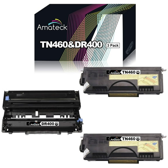 Amateck Compatible Replacement for Brother TN460 DR400 (2 Toner+1 Drum) 3 Pack for MFC-1260, 1270, 9870, P2500, HL-1030, 1470n, P2500, DCP-1200, 8750p, Intellifax 4100, 4100e, 4750e, 4750p, 8500p