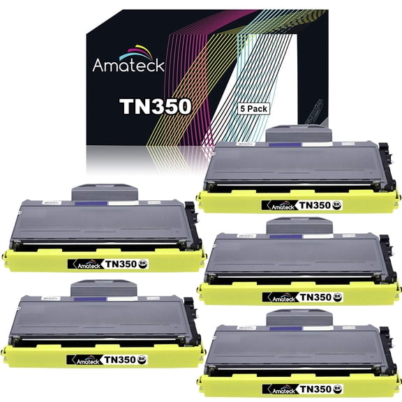 Amateck Compatible Toner Cartridge Replacement for Brother TN350 5 Pack for 7220, 7225N, 7420, 7820D, 7820N, 2030, 2030R, 2040, 2040N, 2040R, 2070N, 2070NR, 7010, 7020, 7025, 2820, 2850, 2910, 2920