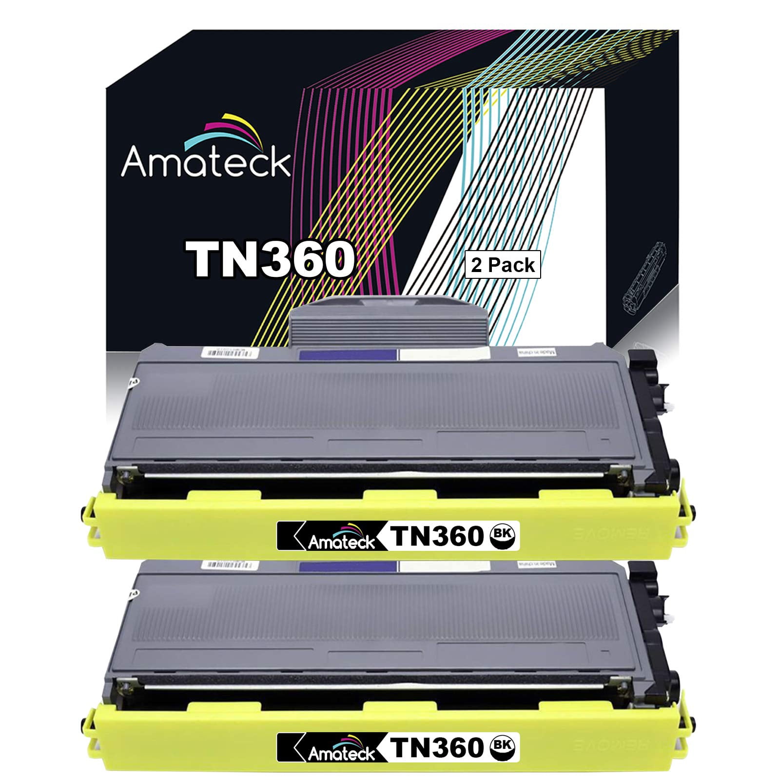 Amateck Compatible Toner Cartridge Replacement for Brother TN360 2 Pack ...