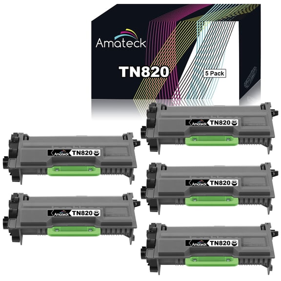 Amateck Compatible Toner Cartridge Replacement for Brother TN820 Black 5 Pack for DCP-L5500DN, DCP-L5600DN, HL-L5000D, HL-L5100DN, MFC-L6700DW, MFC-L6800DW, MFC-L6900DW, DCP-L6600DW, HL-L6300DWT