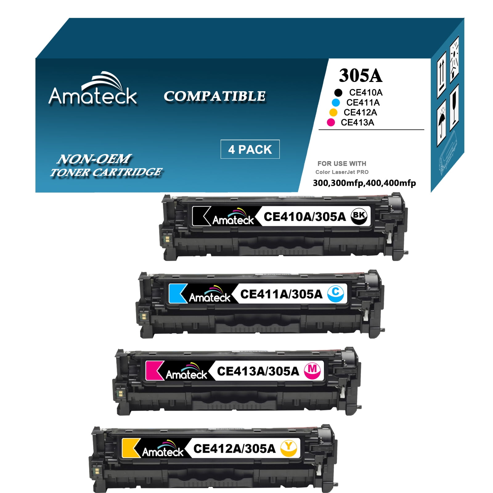 Amateck Compatible Toner Cartridge Replacement for CE410A CE411A CE412A ...