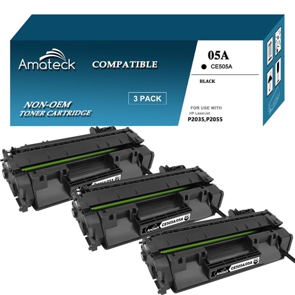 Amateck Compatible Toner Cartridge Replacement for CE505A (HP 05A) Black 3 Pack for LaserJet P2035, LaserJet P2035n, LaserJet P2055d, LaserJet P2055dn, LaserJet P2055X