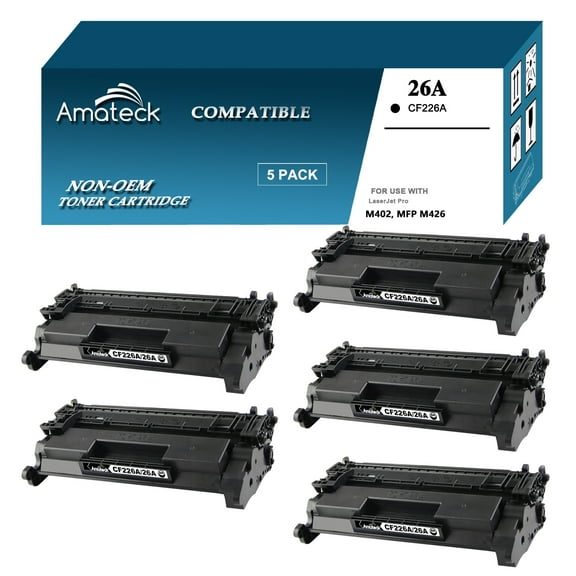 Amateck Compatible Toner Cartridge Replacement for CF226A (HP 26A) Black 5 Pack for LaserJet Pro M402n, M402d, M402dn, M402dw, LaserJet Pro MFP M426dw, MFP M426fdn, MFP M426fdw