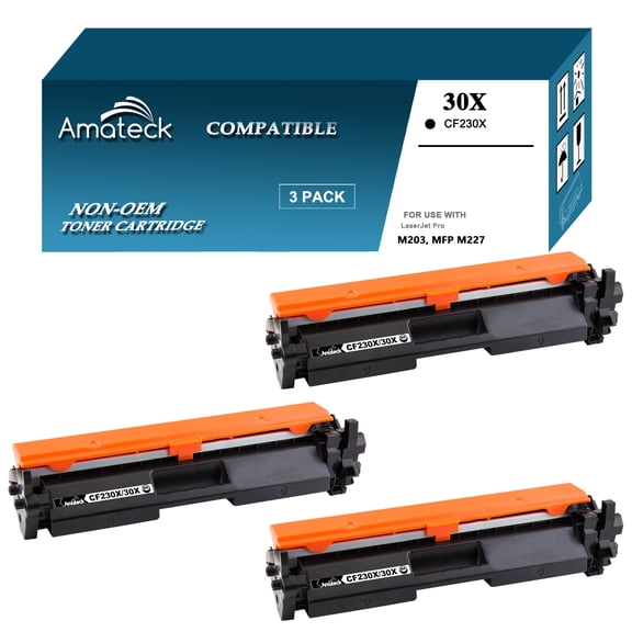 Amateck Compatible Toner Cartridge Replacement for CF230X (HP 30X) Black 3 Pack for LaserJet Pro M203d, M203dn, M203dw, LaserJet Pro MFP M227d, MFP M227fdn, MFP M227fdw, MFP M227sdn