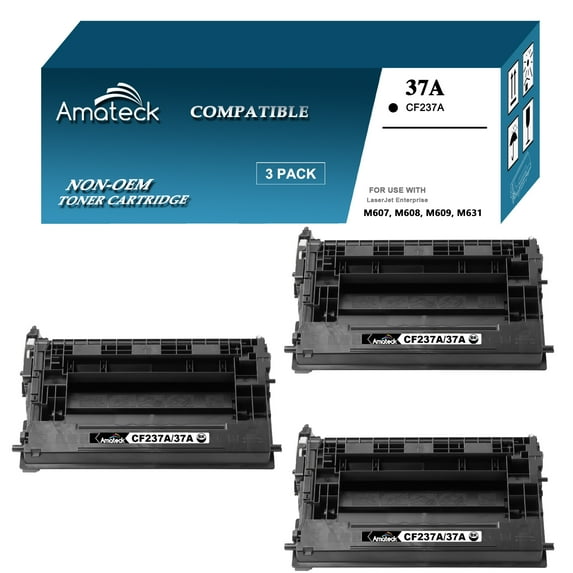 Amateck Compatible Toner Cartridge Replacement for CF237A (HP 37A) Black 3 Pack for LaserJet Enterprise M607n, M607dn, M608n, M608dn, M608x, M609dh, M609dn, M609x, M631dn, M631h, M632z, M632h, M633z