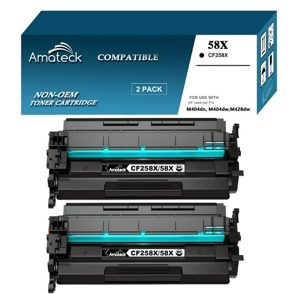 Amateck Compatible Toner Cartridge Replacement for CF258X (HP 58X) Black 2 Pack for LaserJet Pro M404dn, LaserJet Pro M404dw, LaserJet Pro M404n, LaserJet Pro MFP M428dw, M428fdn, M428fdw