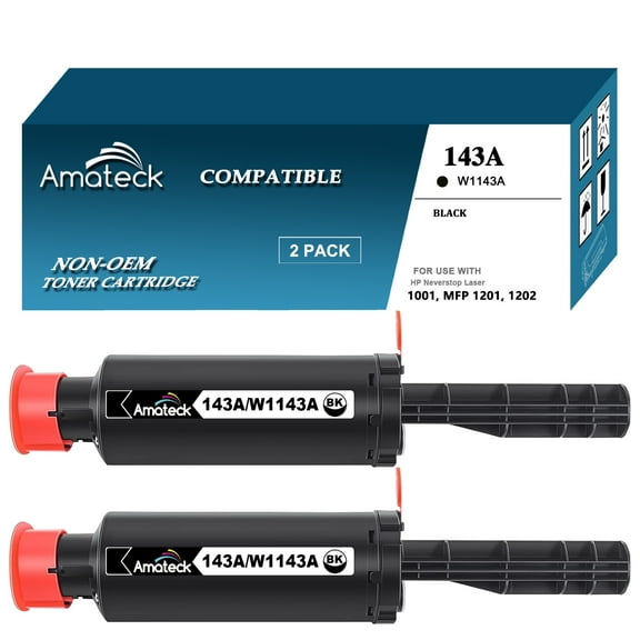 Amateck Compatible Toner Cartridge Replacement for HP 143A (W1143A) Black 2 Pack for Neverstop Laser 1000n, 1001nw, MFP 1005nw, 1020n, 1020nw, MFP 1200a, MFP 1200n, MFP 1201n, MFP 1202w, MFP 1202nw