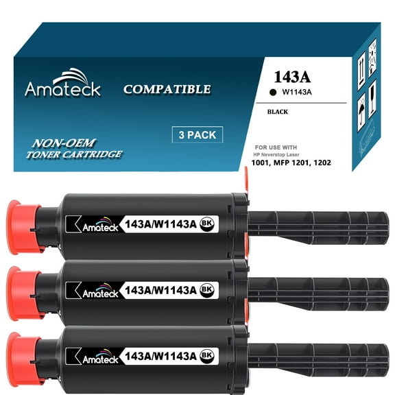 Amateck Compatible Toner Cartridge Replacement for HP 143A (W1143A) Black 3 Pack for Neverstop Laser 1000n, 1001nw, MFP 1005nw, 1020n, 1020nw, MFP 1200a, MFP 1200n, MFP 1201n, MFP 1202w, MFP 1202nw