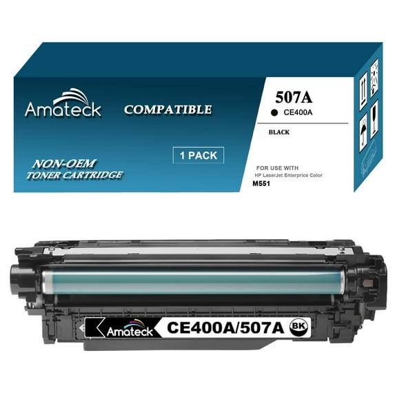 Amateck Compatible Toner Cartridge Replacement for HP CE400A 507A Black 1 Pack for Enterprise 500 Color M551dn, M551n, M551xh, M575dn, M575f, M575c, M570dn