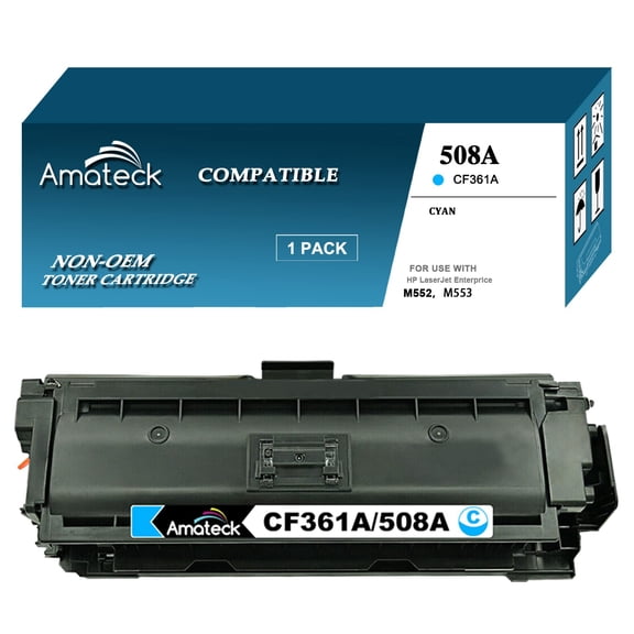 Amateck Compatible Toner Cartridge Replacement for HP CF361A 508A Cyan 1 Pack for Color Enterprise M533X, M552dn, M553dn, M553n, M553x, M577c, M577z, M577dn, M577f, M553xm, M577cm, M577dnm