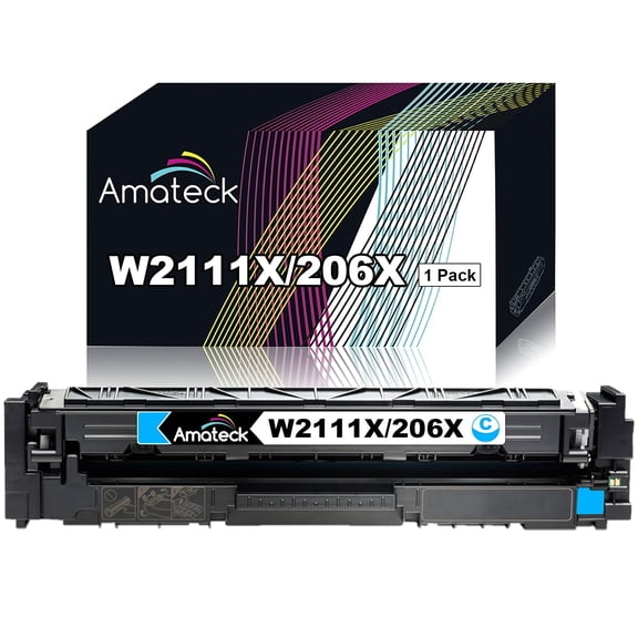 Amateck Compatible Toner Cartridge Replacement for HP W2111X 206X Cyan 1 Pack for Color Pro M255dw, Color Pro M255nw, M282nw, M283cdw, M283fdn, M283fdw