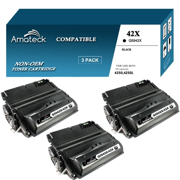 Amateck Compatible Toner Cartridge Replacement for Q5942X (HP 42X) Black 3 Pack for LaserJet 4250, 4250dtn, 4250dtnsl, 4250n, 4250tn, 4350, 4350dtn, 4350dtnsl, 4350n, 4350tn