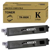 Amateck Compatible Toner Cartridge Replacement for TK-592K TK592K Black 2 Pack for FS-C2026MFP, FS-C2126MFP, FS-C5250DN, FS-C2526MFP, FS-C2626MFP, P6026cdn, M6026cidn, M6526cdn, M6526cidn