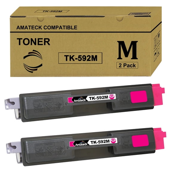 Amateck Compatible Toner Cartridge Replacement for TK-592M (TK592M) Magenta 2 Pack for FS-C2026MFP, FS-C2126MFP, FS-C5250DN, FS-C2526MFP, FS-C2626MFP, P6026cdn, M6026cidn, M6526cdn, M6526cidn