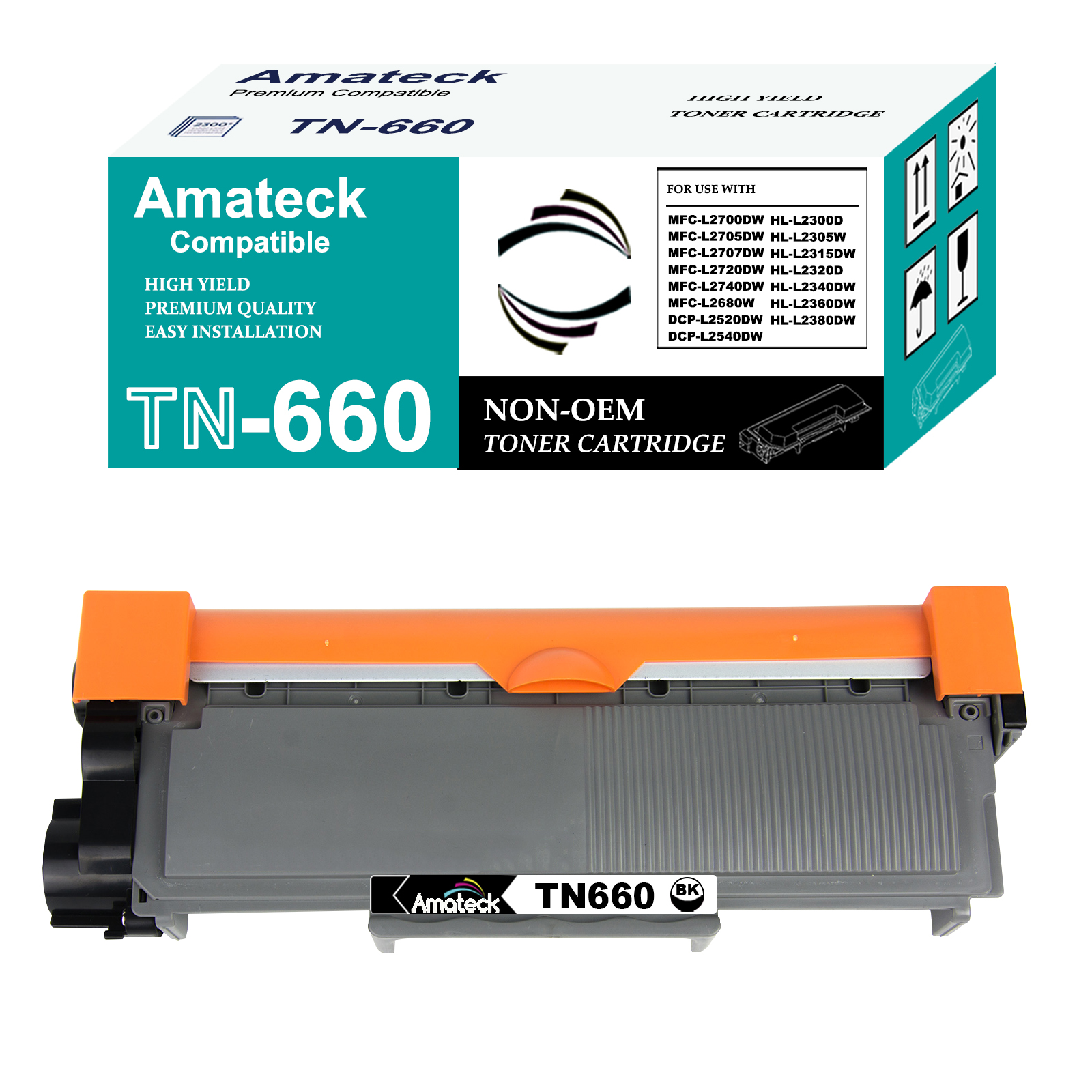 Cartuccia toner TN660 di ricambio per stampante Brother TN 660 TN-660 TN630 ad alta resa da utilizzare con stampanti HL-L2380DW HL-L2320D HL-L2340DW DCP-L2540DW MFC-L2700DW MFC-L2720DW (nero
