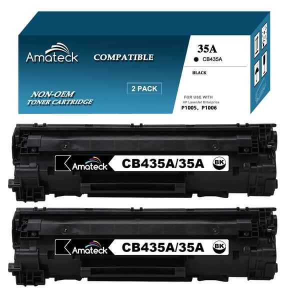 Amateck Compatible Toner Cartridge Replacement for HP CB435A (35A) 2 Pack for P1005, P1006, P1002