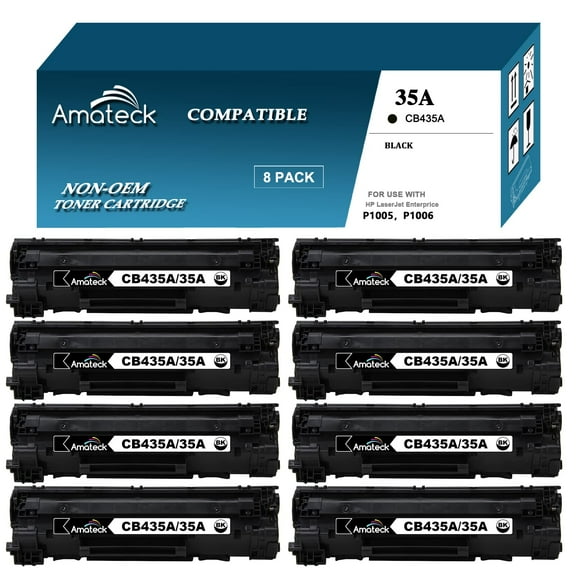 Amateck Compatible Toner Cartridge Replacement for HP CB435A (35A) 8 Pack for P1005, P1006, P1002