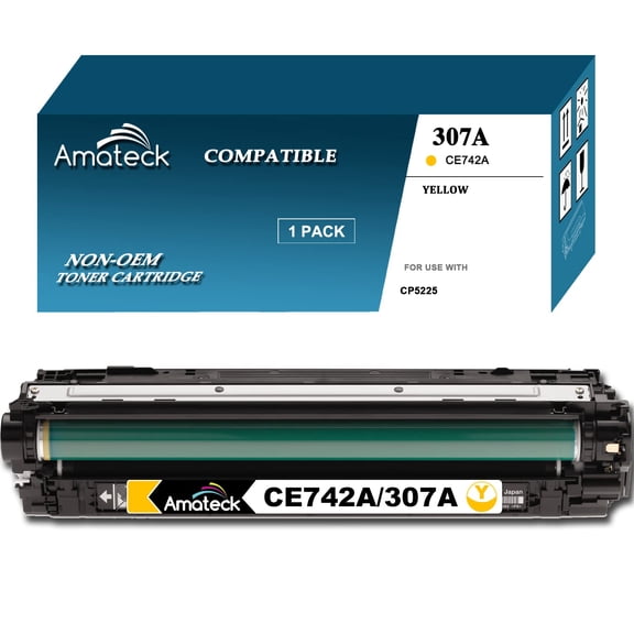 Amateck Compatible Toner Cartridge Replacement for HP CE742A 307A Yellow 1 Pack for Color CP5225, Color CP5225dn, Color CP5225n