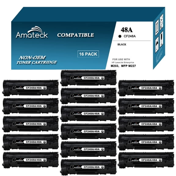 Amateck Compatible Toner Cartridge Replacement for HP CF248A 48A 16 Pack for Laserjet Pro M15a, M15w, M28a, M28w, M29w