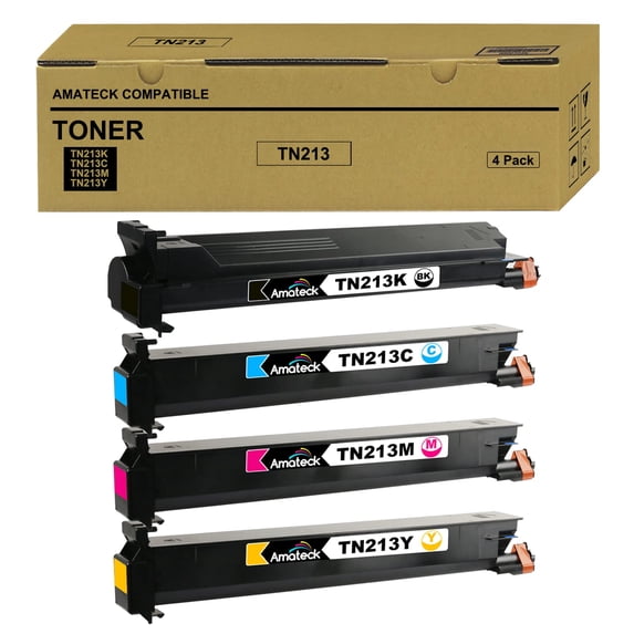Amateck Compatible Toner Cartridge Replacement for Konica Minolta TN213K TN213C TN213M TN213Y 4 Pack for Bizhub C203, Bizhub C253