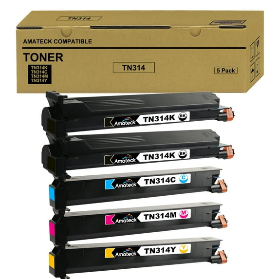 Amateck Compatible Toner Cartridge Replacement for Konica Minolta TN314K TN314C TN314M TN314Y 5 Pack for Bizhub C353, Bizhub C353P