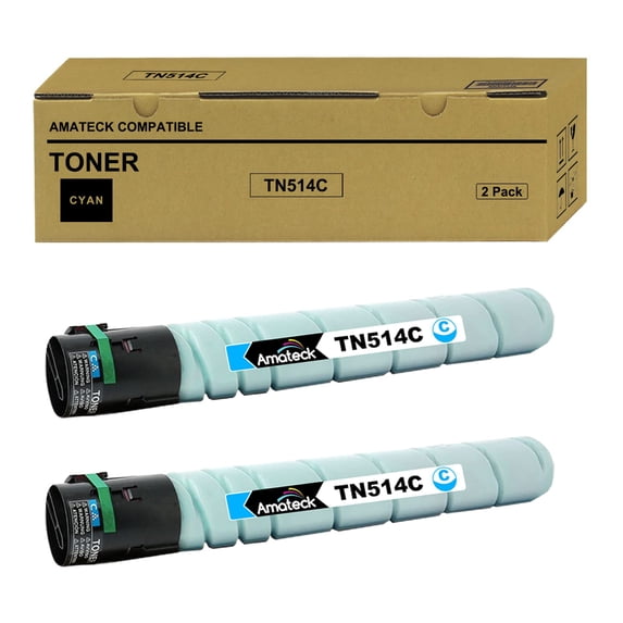 Amateck Compatible Toner Cartridge Replacement for Konica Minolta TN514C Cyan 2 Pack for Bizhub c458, Bizhub c558, Bizhub c658