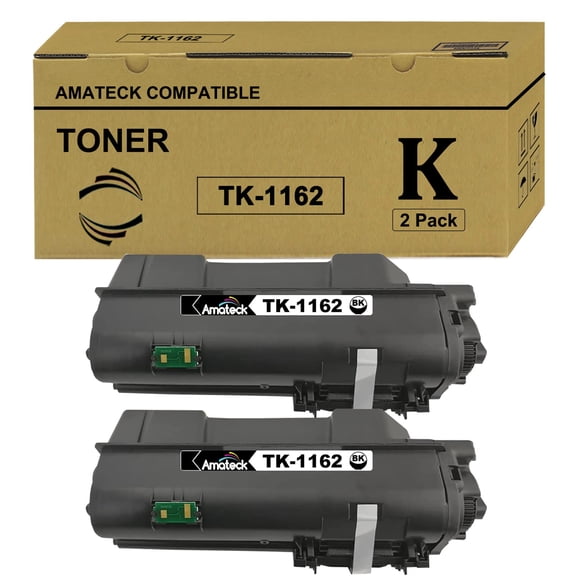 Amateck Compatible Toner Cartridge Replacement for TK-1162 (TK1162) Black 2 Pack for P2040dn, P2040dw