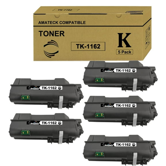 Amateck Compatible Toner Cartridge Replacement for TK-1162 (TK1162) Black 5 Pack for P2040dn, P2040dw