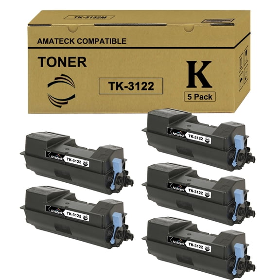 Amateck Compatible Toner Cartridge Replacement for TK-3122 Black 5 Pack for FS-4200dn, M3550idn