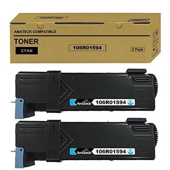 Amateck Compatible Toner Cartridge Replacement for Xerox 106R01594 Cyan 2 Pack for Phaser 6500, Phaser 6500/DN, Phaser 6500N, WorkCentre 6505