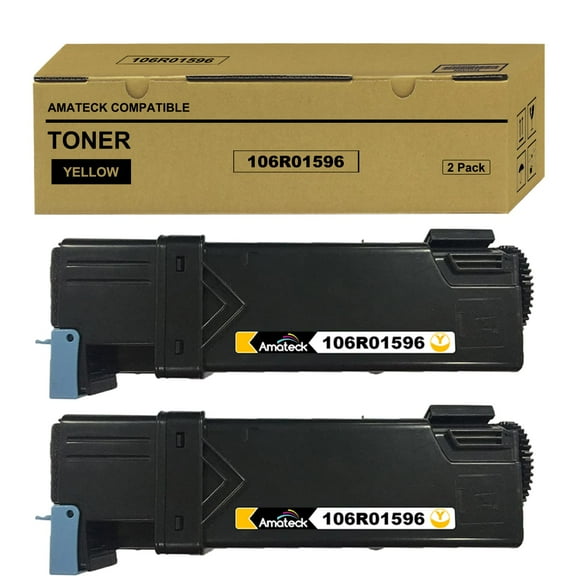 Amateck Compatible Toner Cartridge Replacement for Xerox 106R01596 Yellow 2 Pack for Phaser 6500, Phaser 6500/DN, Phaser 6500N, WorkCentre 6505