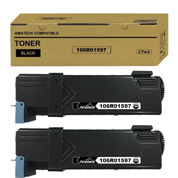 Amateck Compatible Toner Cartridge Replacement for Xerox 106R01597 Black 2 Pack for Phaser 6500, Phaser 6500/DN, Phaser 6500N, WorkCentre 6505