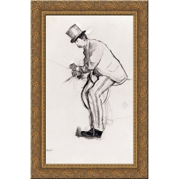 Amateur Jockey 24x16 Gold Ornate Wood Framed Canvas Art by Edgar Degas