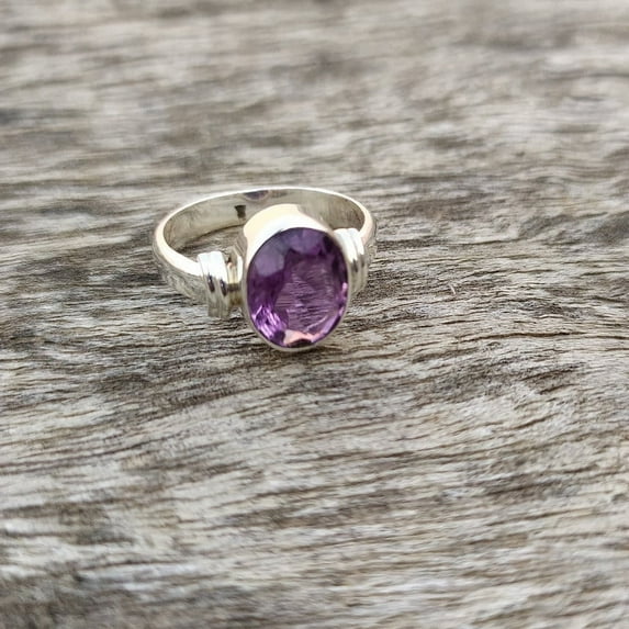 Anika Jewellers Band Purple Amethyst Engagement Rings 925 Sterling, Sterling Silver