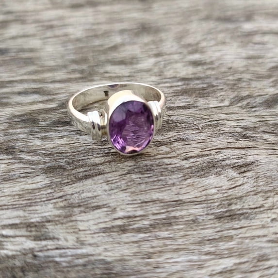 Anika Jewellers Band Purple Amethyst Engagement Rings 925 Sterling, Sterling Silver