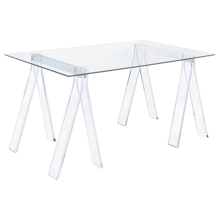 Coaster Amaturo 59-inch Glass Top Acrylic Writing Desk, Clear