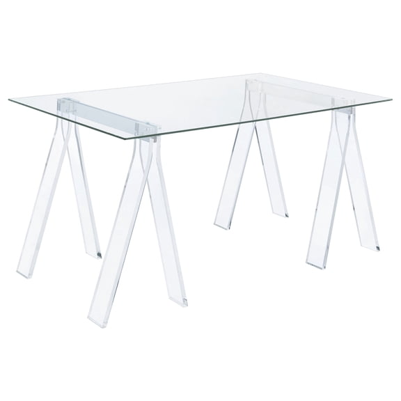 Amaturo 59-inch Glass Top Acrylic Writing Desk Clear