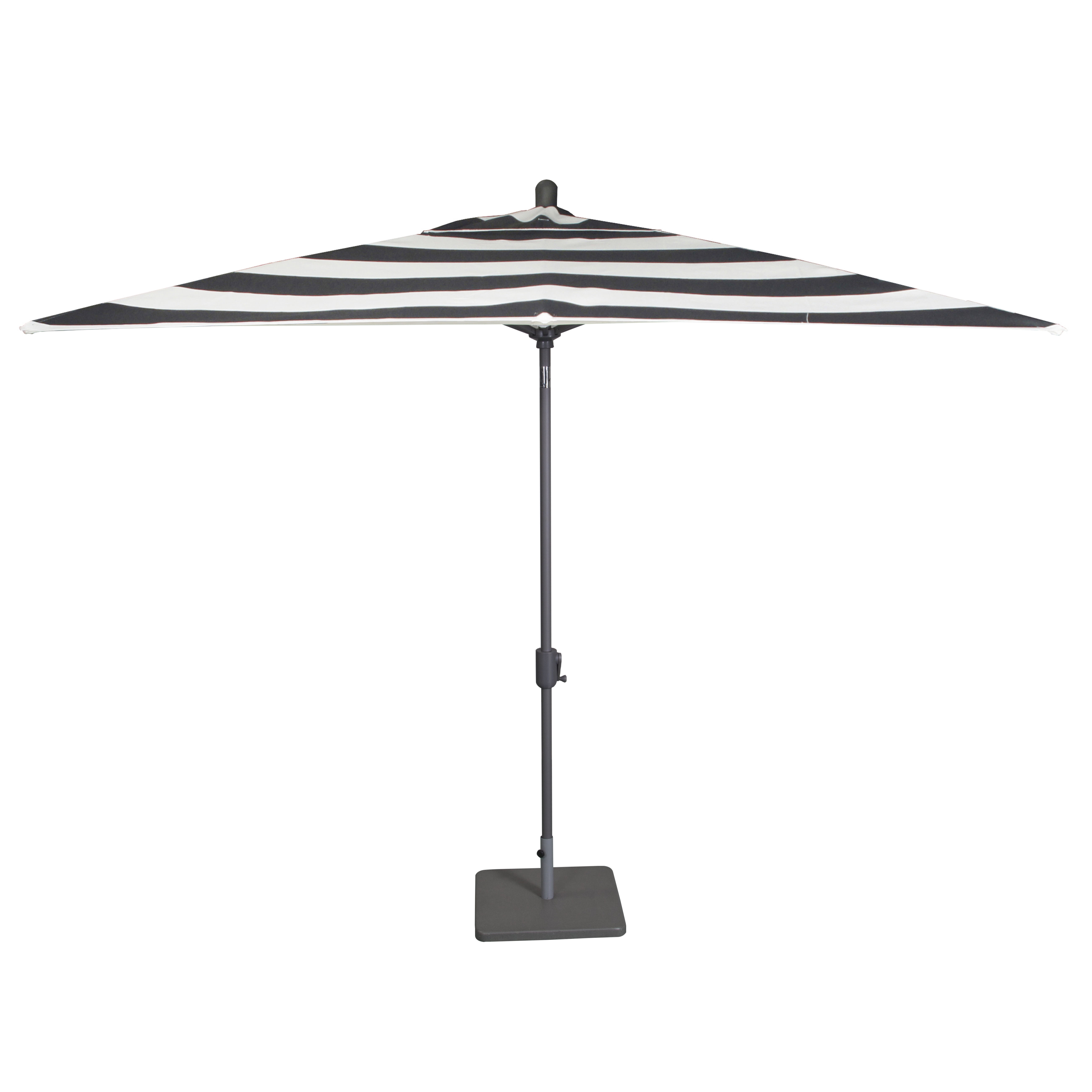 Amauri Outdoor Living - Laguna Cove 10' x 6.5' Rect Auto TiltMarket Umbrella, Starring Grey Frame, Sunbrella Black Stripe Shade