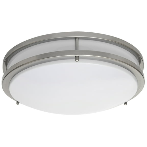 17" LED flush mount fixture.Die-Form-Cold-Rolled Steel housing. Plastic white diffuser. Dimmable. Damp location