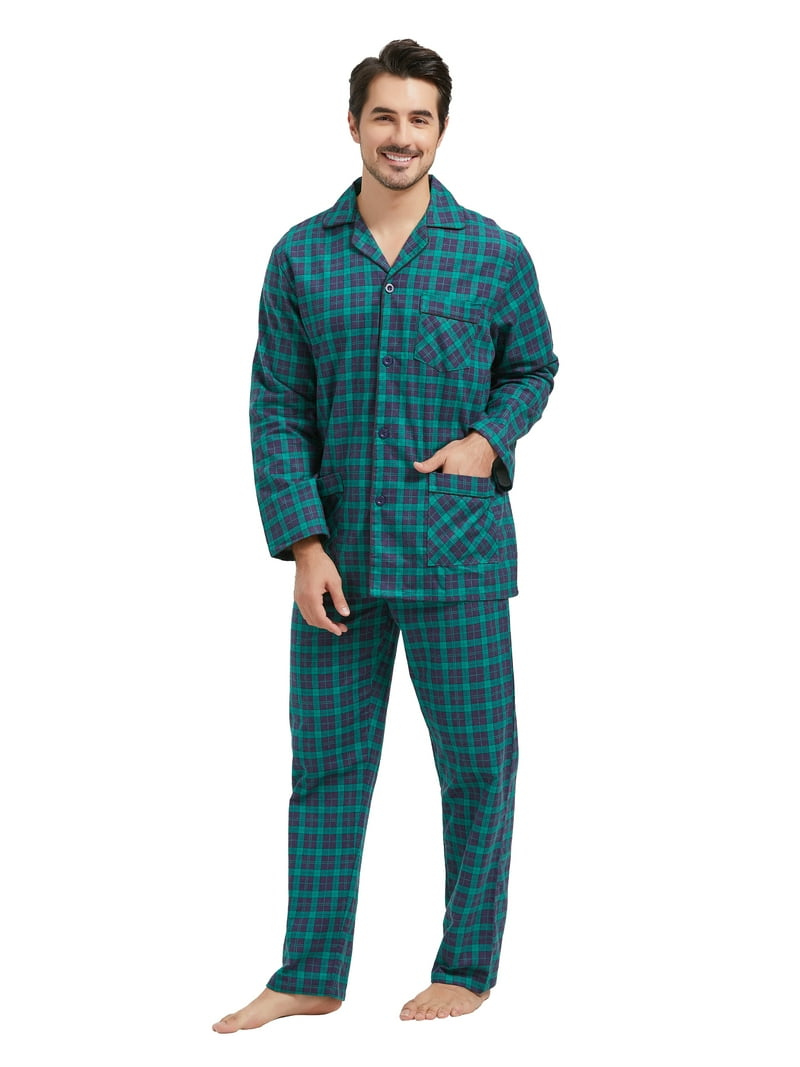 Mens Sleepwear Warm Flannel Pajamas Mens Flannel Pajamas Set
